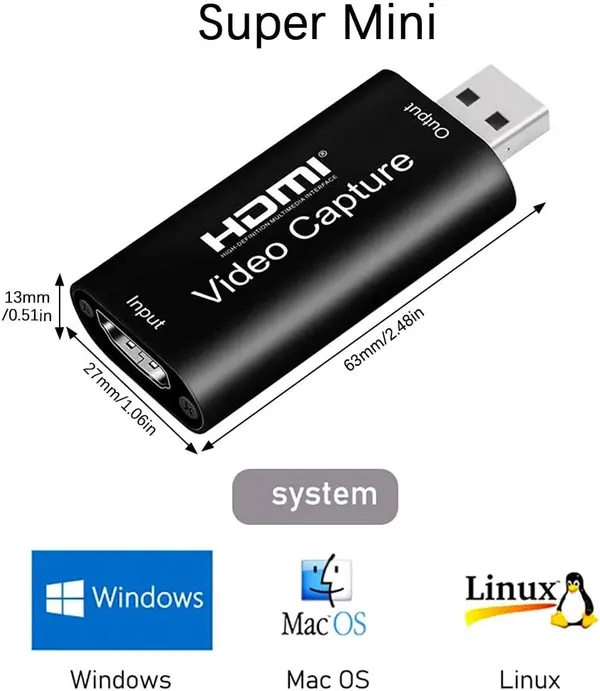 HDMI Video Capture Card, USB 2.0 1080P Audio Video Game Capture Card, Computer Capture Device, for Windows/Android/OS X, or Streaming, Gaming