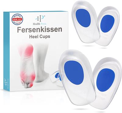 Health Press Shoe Insoles, Heel Pads, Heel Cushions, 2 Pairs, Shoe Insoles for Men and Women, Silicone Heel, Wedge Gel Insoles, Heel Spurs