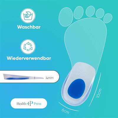 Health Press Shoe Insoles, Heel Pads, Heel Cushions, 2 Pairs, Shoe Insoles for Men and Women, Silicone Heel, Wedge Gel Insoles, Heel Spurs
