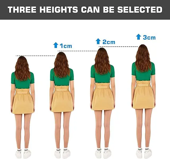 SAUDEfoot Gel Height Increase Heel Insoles Invisible Shoe Lifts Inserts Shock Absorption Heel Pads 3cm (2 Pairs)