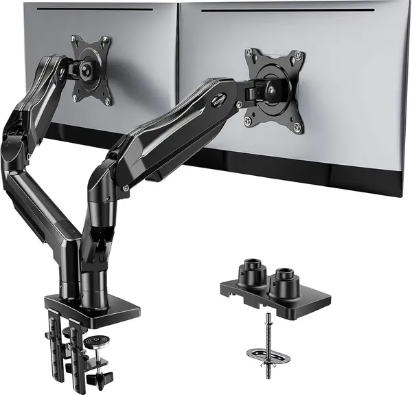 HUANUO FlowLift Dual Monitor Stand Gas Spring Fully Adjustable Gaming Monitor Desk Mount for 13 to 32in   