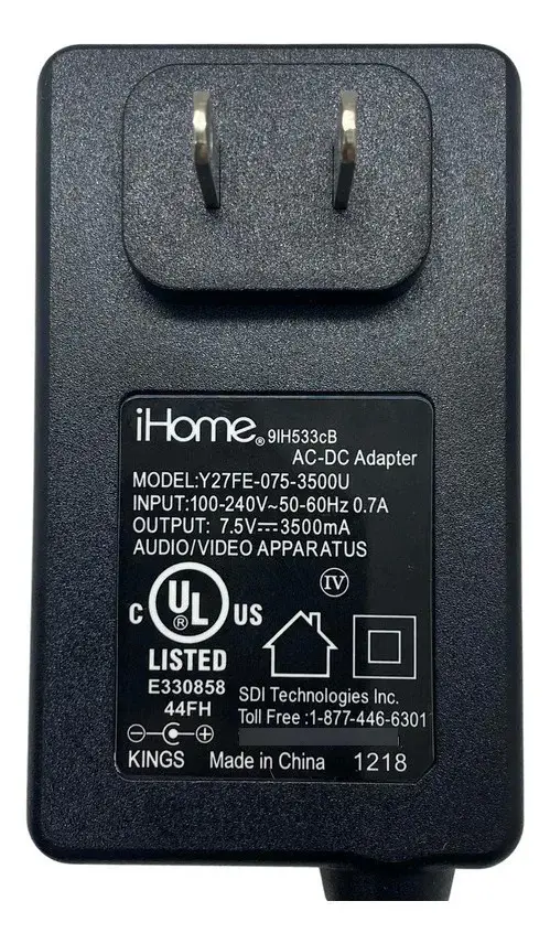 iHome 7.5V 3.5A Adapter Switch Mode Power Supply