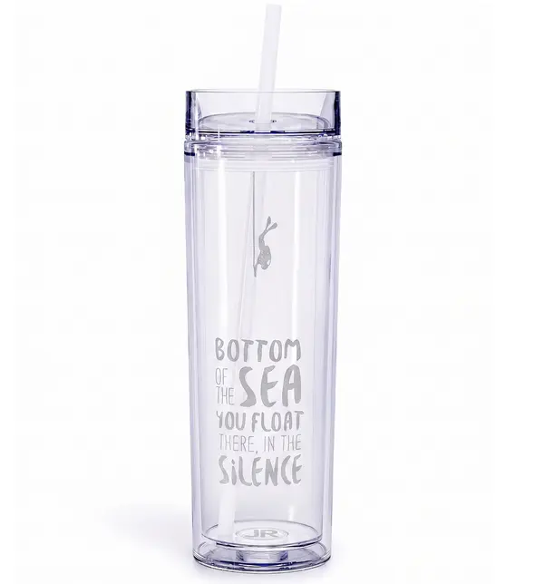 JVR Water Bottle Double Wall Insulated Acrylic Tumblers with Straw and Lid Hot and Cold 450ml 