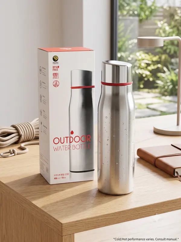 JVR Insulation Water Bottle 400ml Double-wall vacuum insulation for hot & cold retention 24 Hours BPA Free