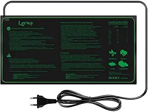 LERWAY Seedling Heat Mat Waterproof Heating Pad 52x25cm for Greenhouse Growing Seed Starter Hydroponics Germination Cloning Plant Propagation Incubator Hatch Breed 21W