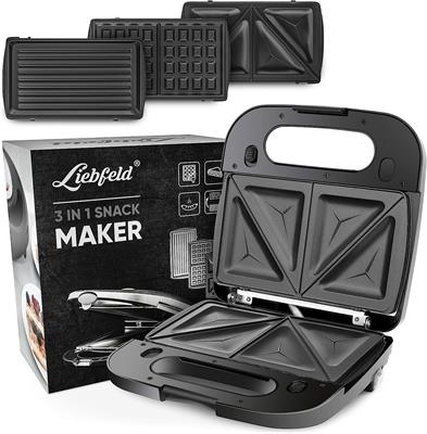 Liebfeld 750 W, 3-in-1 sandwich maker, contact grill, waffle iron, sandwich toaster