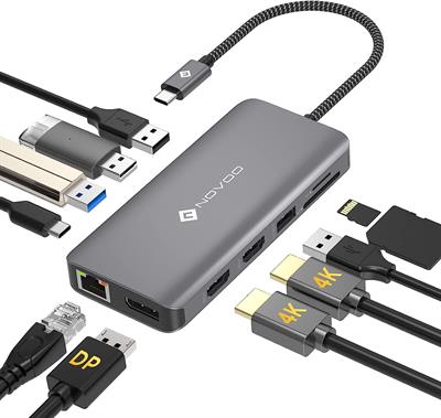 NOVOO 11 in 1 Docking Station USB C Hub 4K at 60Hz