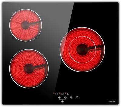 Noxton Ceramic Hob Glass Electric Stove with 3 built-in hobs, 5200 W