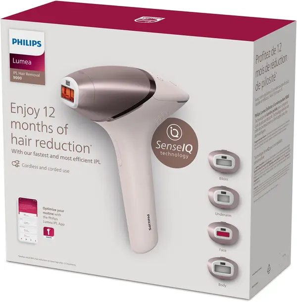 Philips Lumea IPL Hair Removal Series 9000 SenseIQ Technology 4 Accessories Wireless Use bri958