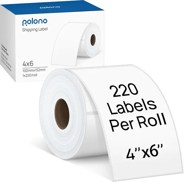 POLONO 4"x6" Thermal Shipping Labels Roll Perforated Permanent Adhesive 220 Labels