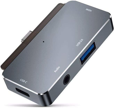 RREAKA  4-in-1 Adapter for iPad Pro 2018 /2020/11/12.9 with Aux 3.5mm Headphone Data Jack with Audio Volume Control,4K HDMI,USB 3.0, SD,USB C PD Charging Dongle