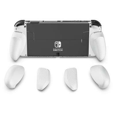 Skull & Co. Grip Case Nintendo Switch OLED Dockable Transparent Protective Cover Case with Replaceable Grips [No Carrying Case]