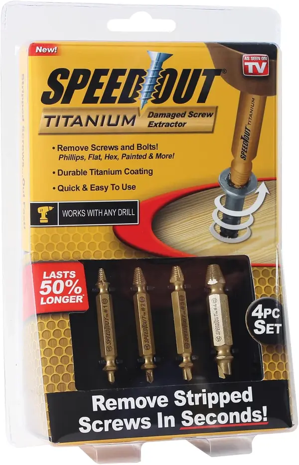 SpeedOut Titanium Damaged Screw Extractor 4pc Set