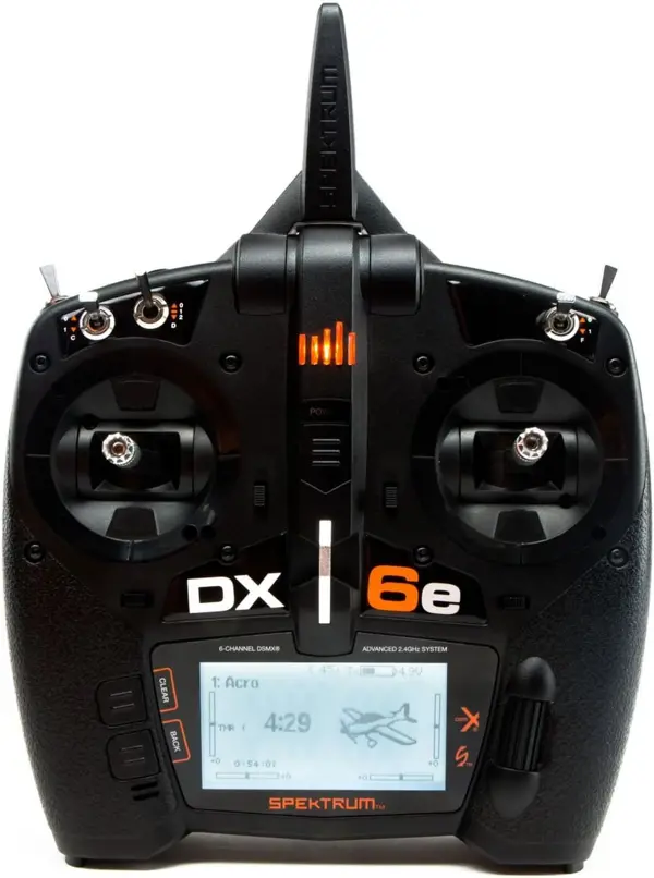 Spektrum DX6e 6-Channel DSMX 2.4GHz RC Radio Transmitter Only (No Receiver) Telemetry Wireless Trainer Link