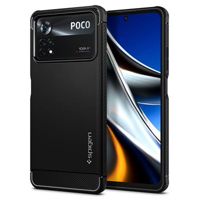 Spigen Rugged Armor Back Cover Compatible for Poco X4 Pro 5G (TPU | Matte Black)