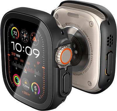 Spigen Thin Fit 360 Designed for Apple Watch Ultra 2/Apple Watch Ultra Case with Tempered Glass Screen Protector for Apple Watch Ultra 49mm Case 