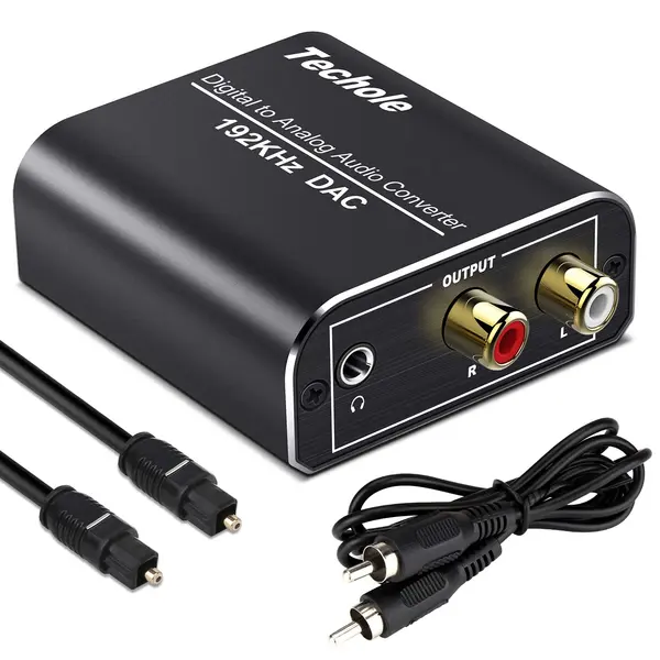 Techole Digital to Analog Audio DAC Converter 192kHz Optical to RCA  Digital SPDIF TOSLINK to Stereo L/R and 3.5mm Jack