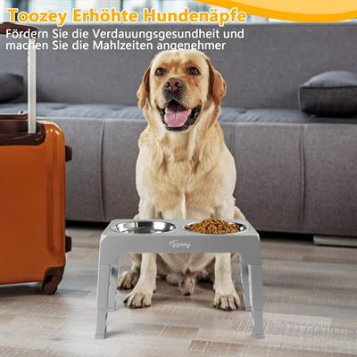 Toozey Pet Feeder Stainless Steel Bowl 4 Adjustable Height Non-Slip Dog Feeder No Spill Dog Water Bowl