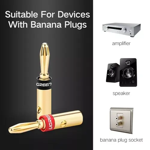 Ugreen Speaker Cable Banana Connector Screw Jack Plug Adapter for Speaker Wire Amplifier Audio Video Cable Banana Plug