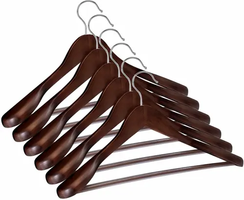 Utopia Home Premium Quality Wooden Retro Hangers - Pack of 6