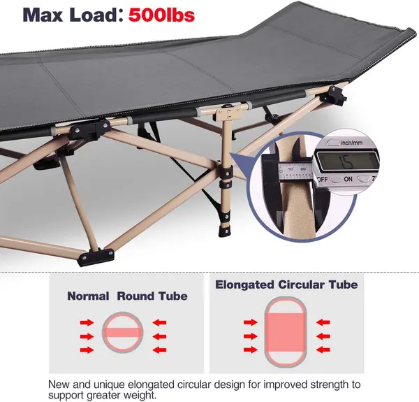 Wuqibao Foldable Camping Bed Lightweight 6.2x2.3 Feet
