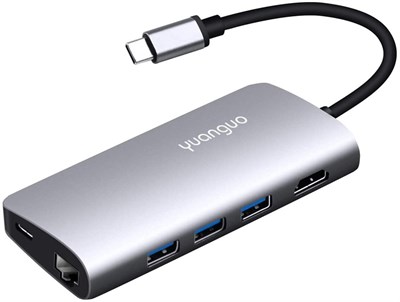 Yuanguo USB Type C 8 in 1 Hub USB 3.0 Ports HDMI Ethernet Card Reader for Macbook Pro