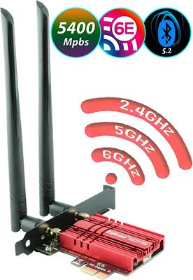 Ziyituod PCI Express WiFi Network Card Dual Band WiFi 6E Card AX210 Wireless 5400Mbps with Bluetooth 5.2 Adapter