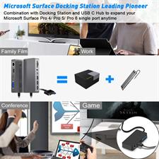 Microsoft Surface Pro Dock 12 in 1 for Surface Pro 4/5/6 Docking Station Double Display, 4K HDMI VGA, Gigabit Ethernet, 3xUSB 3.0, USB 2.0, Audio, USB C, SD&TF Card Slot