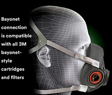 3M Respirator Face Mask Half Facepiece Reusable 6200