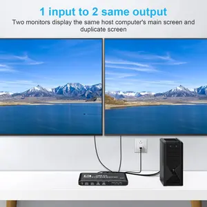 HDMI 2.0 KVM Switch USB 3.0 KVM Switch 2x2 with 3.5mm Jack Audio Output for 2 Computers and 2 Monitors
