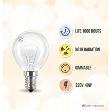 AcornSolution 40W 240V Classic Mini Globes Clear Round Light Bulbs E14 Small Screw Golf Ball Incandescent Lamps(10 Pack)