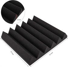 Acoustic Foam Panels Fireproof Sound Absorbing Panels Studio Foam Wedges for Walls 2" X 12" X 12" 12 Pack Black