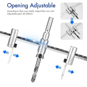 Adjustable Circle Hole Saw Wood Cutter Drill Bit Cordless Aircraft Type Alloy Tools for Woodworking 300mm