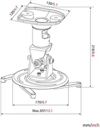 AMER Projector Mount - Ceiling Bracket LCD DLP Tilt 360° Swivel 30lbs (White)