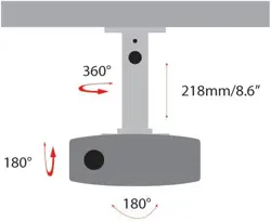 AMER Projector Mount - Ceiling Bracket LCD DLP Tilt 360° Swivel 30lbs (White)