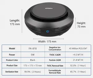 Aodma Car Air Purifier 3 Layer Filter FA-818
