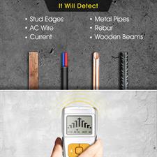 aom Stud Finder, 4 in 1 Large LCD Electronic Multi-Scanner Stud Sensor Detection with Sound Warning