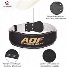 AQF Weightlifting Belt for men Gym Fitness, 4" Padded Lumbar Back Support, 7mm Thick Leather Training Belt with 11 Adjustable Holes (Medium)