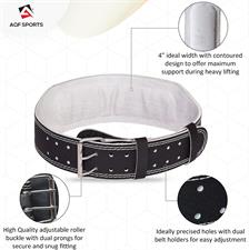 AQF Weightlifting Belt for men Gym Fitness, 4" Padded Lumbar Back Support, 7mm Thick Leather Training Belt with 11 Adjustable Holes (Medium)