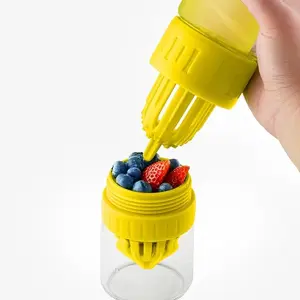 Asobu Revolutionary Twist N' Go Pure Fruit Crusher and Water Infuser Bottle Yellow 600 ml