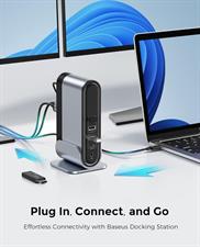 USB Type C Hub Docking Station Dual Monitor Baseus 14-in-1 with 2 * 4K HDMI+VGA+1000M LAN+6*USB A/C Ports+100W PD+Audio, USB C Dock Compatible for MacBook/Dell/HP/Lenovo/Steam Deck