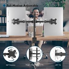 BONTEC Dual Monitor Stand for 13-27 inch LCD LED PC Screens for Desks, Height Adjustable Arm Bracket Tilt 90° Swivel 180° Rotate 360°, VESA 75/100