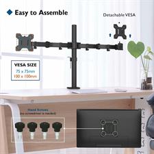 BONTEC Dual Monitor Stand for 13-27 inch LCD LED PC Screens for Desks, Height Adjustable Arm Bracket Tilt 90° Swivel 180° Rotate 360°, VESA 75/100