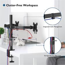 BONTEC Dual Monitor Stand for 13-27 inch LCD LED PC Screens for Desks, Height Adjustable Arm Bracket Tilt 90° Swivel 180° Rotate 360°, VESA 75/100