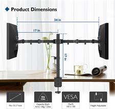 BONTEC Dual Monitor Stand for 13-27 inch LCD LED PC Screens for Desks, Height Adjustable Arm Bracket Tilt 90° Swivel 180° Rotate 360°, VESA 75/100