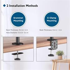 BONTEC Dual Monitor Stand for 13-27 inch LCD LED PC Screens for Desks, Height Adjustable Arm Bracket Tilt 90° Swivel 180° Rotate 360°, VESA 75/100