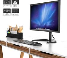 BONTEC Single Arm Desk Mount for 13-27” LCD LED Monitor Screens | Ergonomic Tilt, Swivel & Rotate