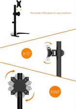 BONTEC Single Arm Desk Mount for 13-27” LCD LED Monitor Screens | Ergonomic Tilt, Swivel & Rotate