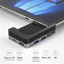 BYEASY Docking Station, 6-in-1 Microsoft Surface Pro 7 USBC Hub with 4K HDMI, PD 60W Type-C Charging, SD/TF Card Reader, 2 USB 3.0-Specifically Designed Expansion Hub