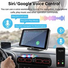 Carpuride 7 Inch Portable IPS Screen Wireless Apple Carplay & Android Auto with Mirror Link, Car Radio Receiver Mp5 Player Sucker Holder & Dashboard Mounted